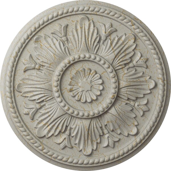 Ekena Millwork Edinburgh Ceiling Medallion (Fits Canopies up to 5 1/4"), 18"OD x 1 3/4"P, Pot of Cream Crackle CM18EDPCC - main